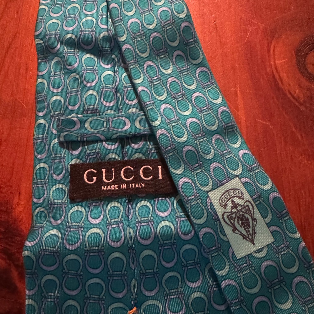 Gucci Blue Geometric Men's Tie - Picture 1 of 4